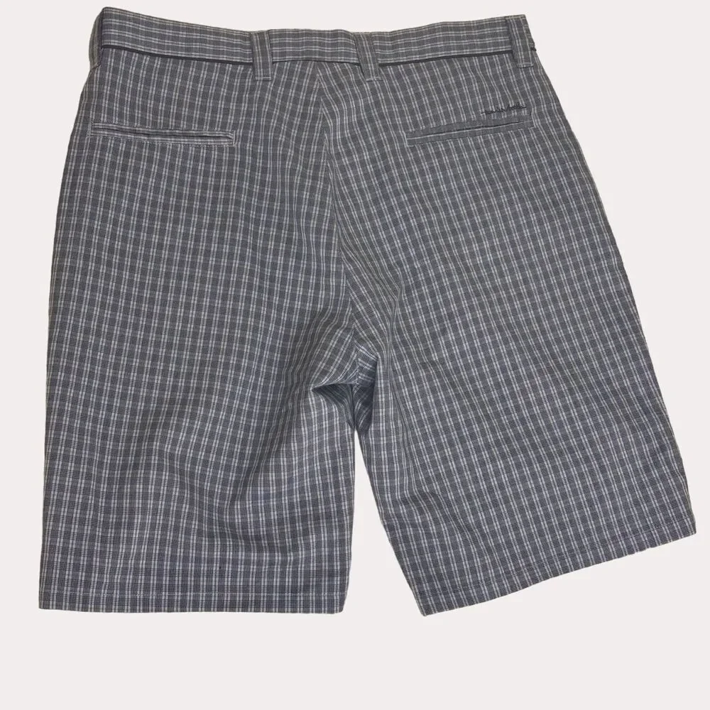 Travis Mathew Golf Shorts Plaid Athletic Athleisure Gray 36 bv